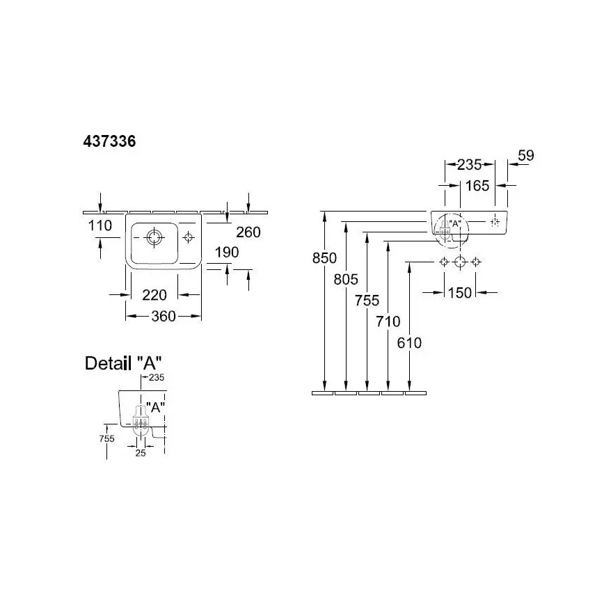 Villeroy & Boch 43733601 - Hängewaschbecken ARCHITECTURA 36x26 cm Keramik/weiß