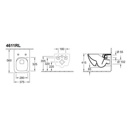 Villeroy & Boch 4611RLR1 - Wandhängendes WC mit SoftClose-Sitz VENTICELLO Keramik/weiß