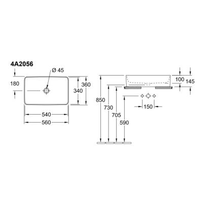 Villeroy & Boch 4A2056R1 - Aufsatzwaschbecken COLLARO 56x36 cm Keramik/weiß