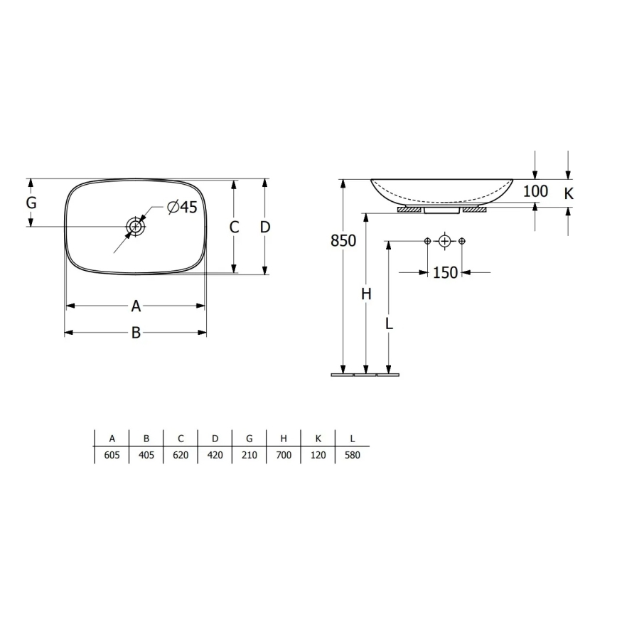 Villeroy & Boch 4A500001 - Aufsatzwaschbecken LOOP&FRIENDS 62x42 cm Keramik/weiß