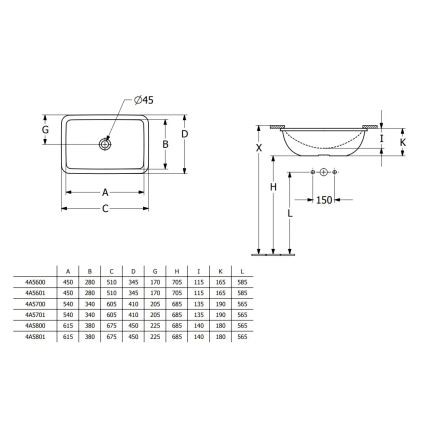 Villeroy & Boch 4A5601R1 - Einbauwaschbecken LOOP&FRIENDS 45 x 28 cm Keramik/weiß