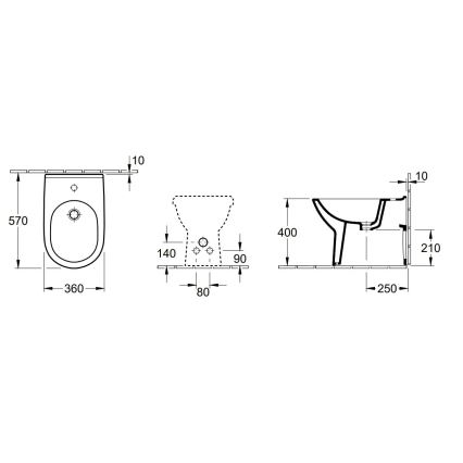 Villeroy & Boch 54610001 - Stand-Bidet O.NOVO 57 x 36 cm Keramik/weiß