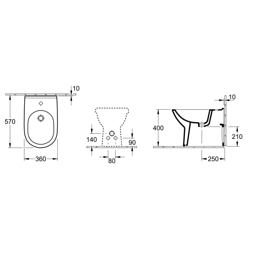 Villeroy & Boch 54610001 - Stand-Bidet O.NOVO 57 x 36 cm Keramik/weiß