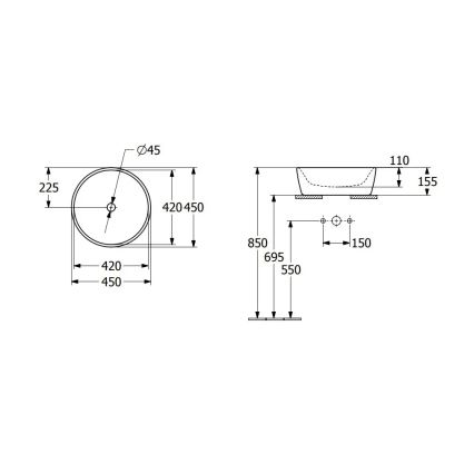 Villeroy & Boch 5A254501 - Aufsatzwaschbecken ARCHITECTURA Ø 45 cm Keramik/weiß