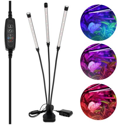 LED dimmbare flexible Tischlampe mit Clip zur Pflanzenzucht VITARO 3xLED/10W/230V schwarz