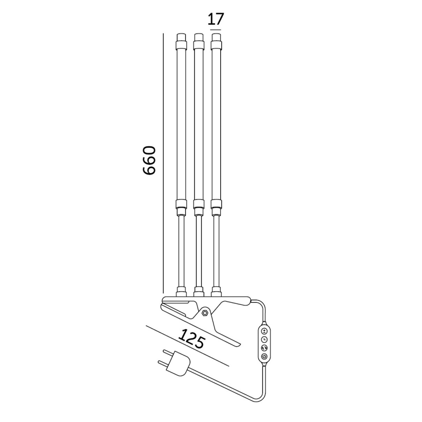 LED dimmbare flexible Tischlampe mit Clip zur Pflanzenzucht VITARO 3xLED/10W/230V schwarz