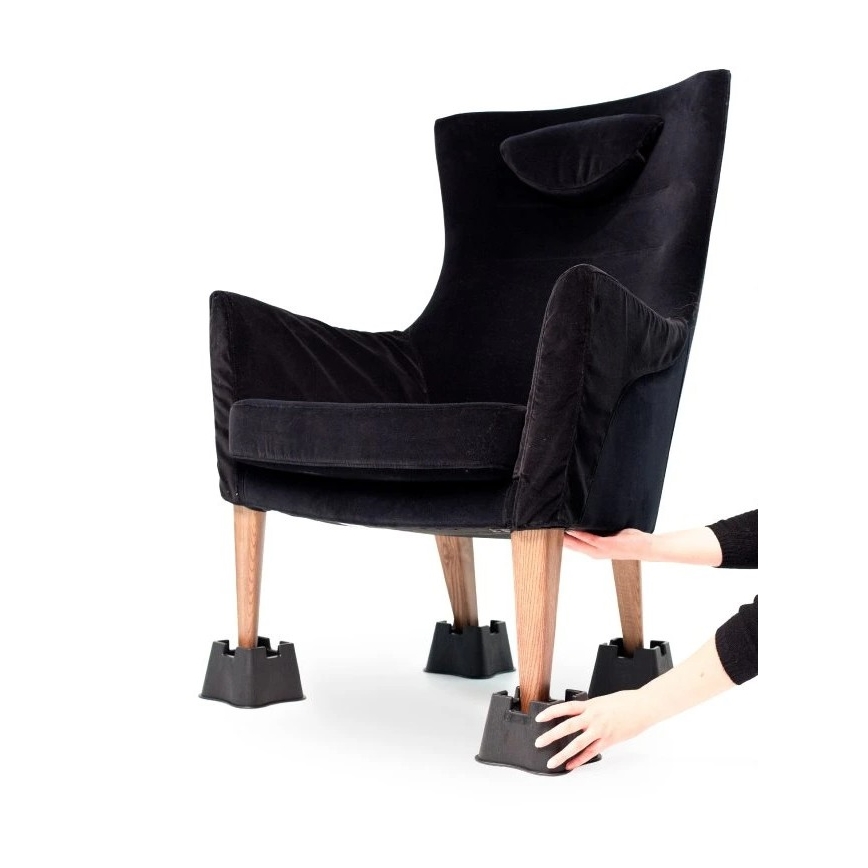 Vitility - 4er-Set Bett-Erhöhungen um 7 cm, schwarz