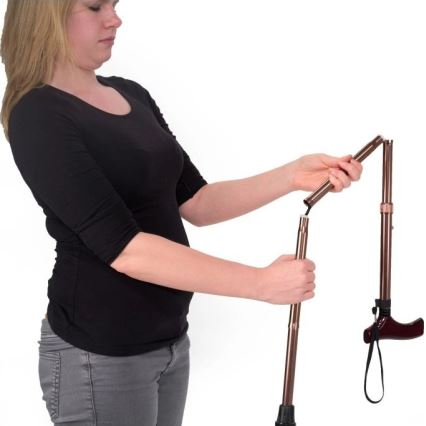 Vitility - Klappbarer Gehstock 92 cm braun