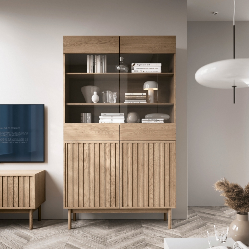 Vitrine KIOTO 106 × 183 × 37 cm Eiche Cremona/Glas