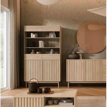 Vitrine KIOTO 106 × 183 × 37 cm Eiche Cremona/Glas