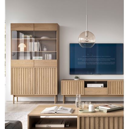 Vitrine KIOTO 106 × 183 × 37 cm Eiche Cremona/Glas