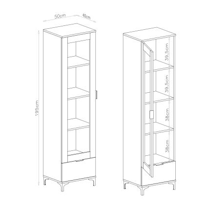Vitrine LORA Eiche Artisan