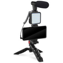 Vlogging-Set 4in1 - Mikrofon, LED-Lampe, Stativ, Telefonhalter