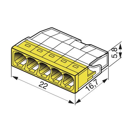 WAGO 2273-205 - Abzweigdosen-Klemme COMPACT 5x2,5 450V gelb