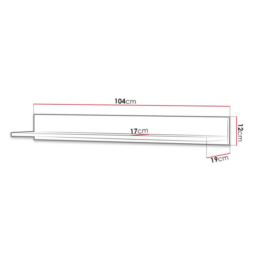 Wand-Ablage BASIC 12x104 cm Eiche Jackson Hickory
