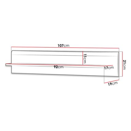 Wand-Ablage PRIME 12x104 cm Eiche Riviera / weiß