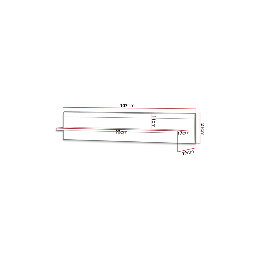 Wand-Ablage PRIME 12x104 cm Eiche Riviera / weiß