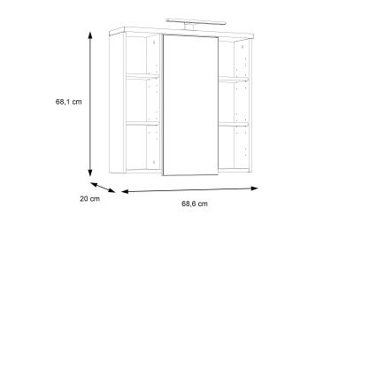 Wand-Badezimmerschrank mit Spiegel VENOM, weiß/Eiche Sonoma