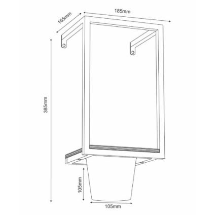 Wand-Blumentopf 38x18 cm schwarz