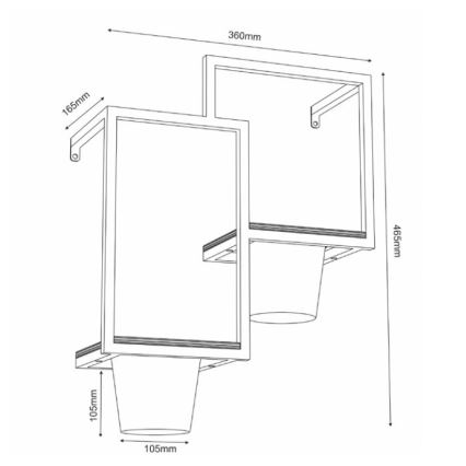 Wand-Blumentopf 46x36cm golden