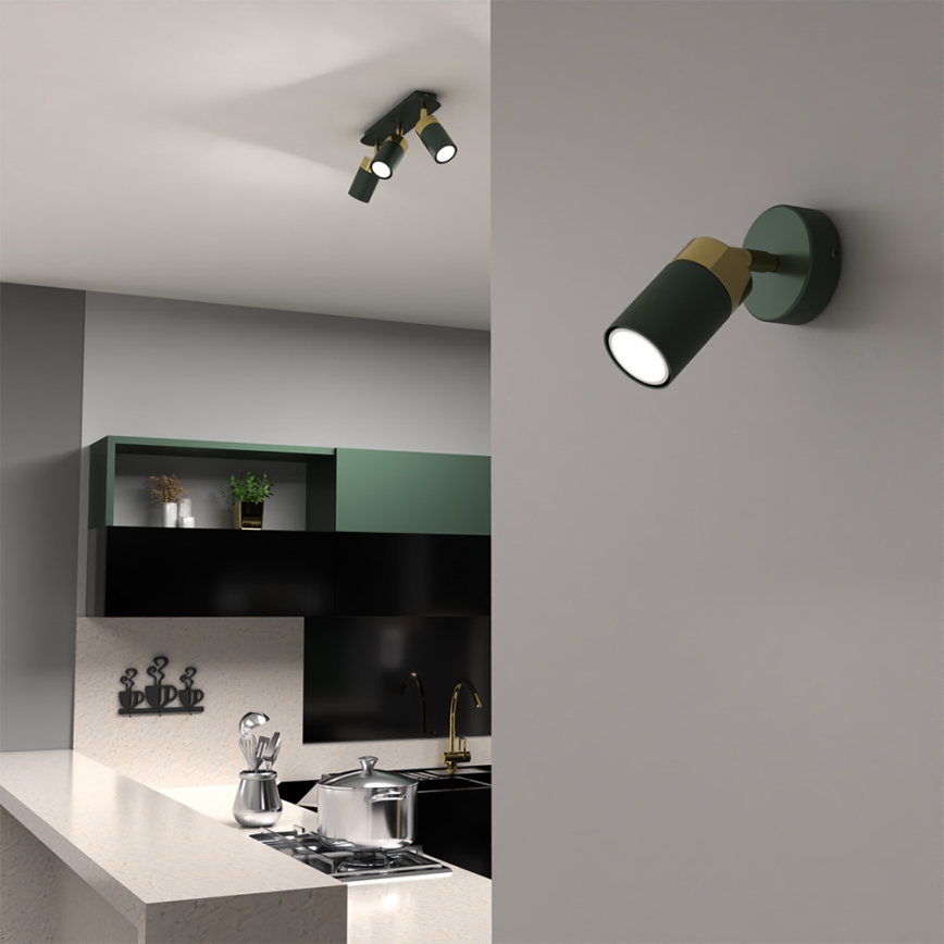 Wand-Spotleuchte JOKER 1xGU10/25W/230V grün/gold