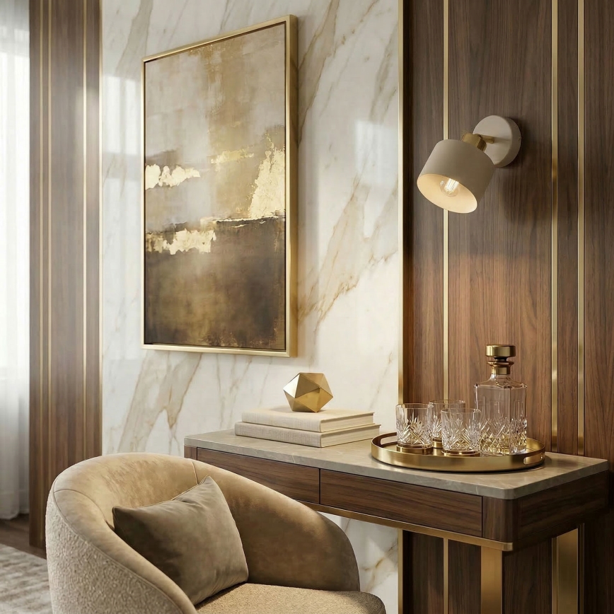 Wand-Spotleuchte PARKLA 1xE27/15W/230V beige/gold
