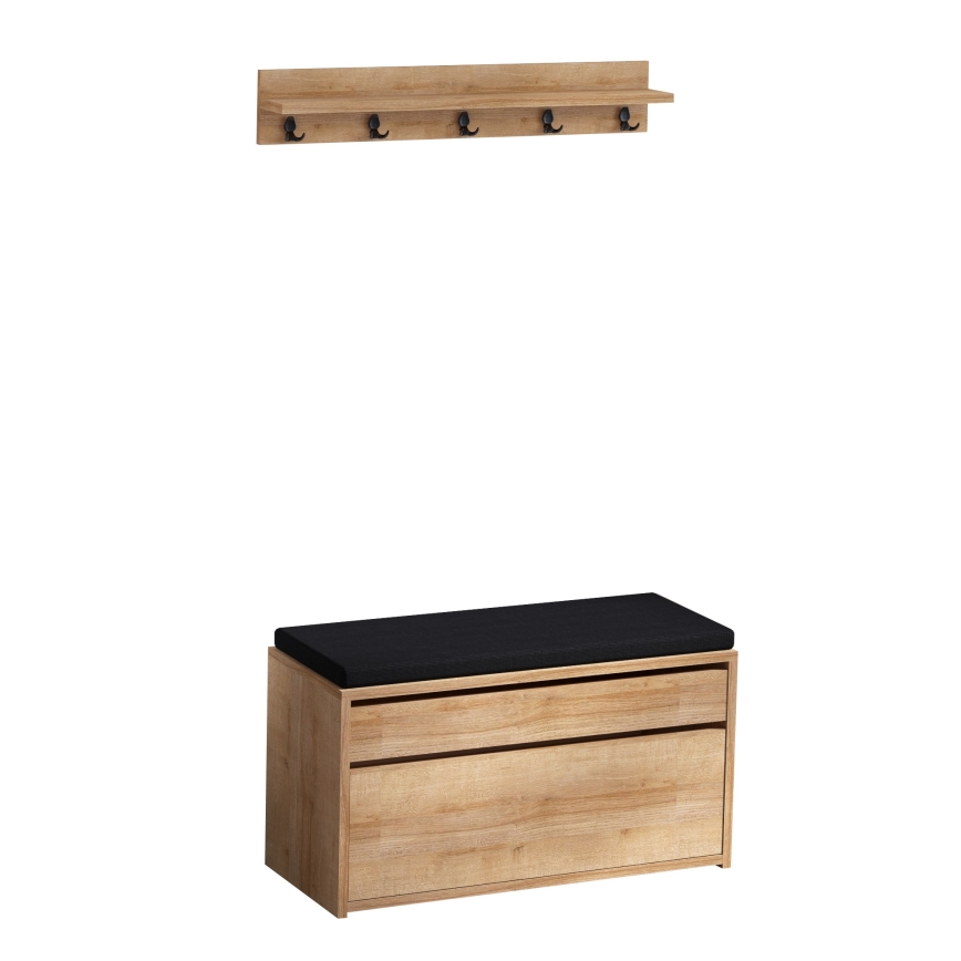 Wandaufhänger BOBY 15x80 cm + Schuhschrank 42x80 cm braun/schwarz