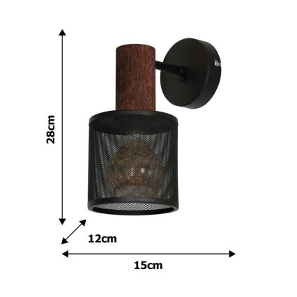 Wandbeleuchtung ARES BLACK 1xE27/60W/230V