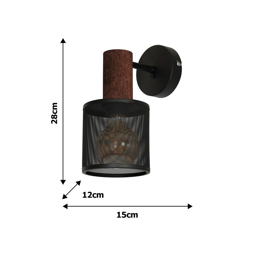 Wandbeleuchtung ARES BLACK 1xE27/60W/230V