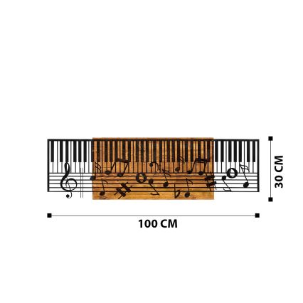 Wanddekoration 100x30 cm Klavier Holz/Metall