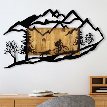 Wanddekoration 110x65 cm Motorradfahrt Holz/Metall