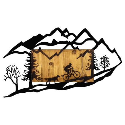 Wanddekoration 110x65 cm Motorradfahrt Holz/Metall