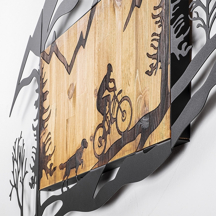 Wanddekoration 110x65 cm Motorradfahrt Holz/Metall