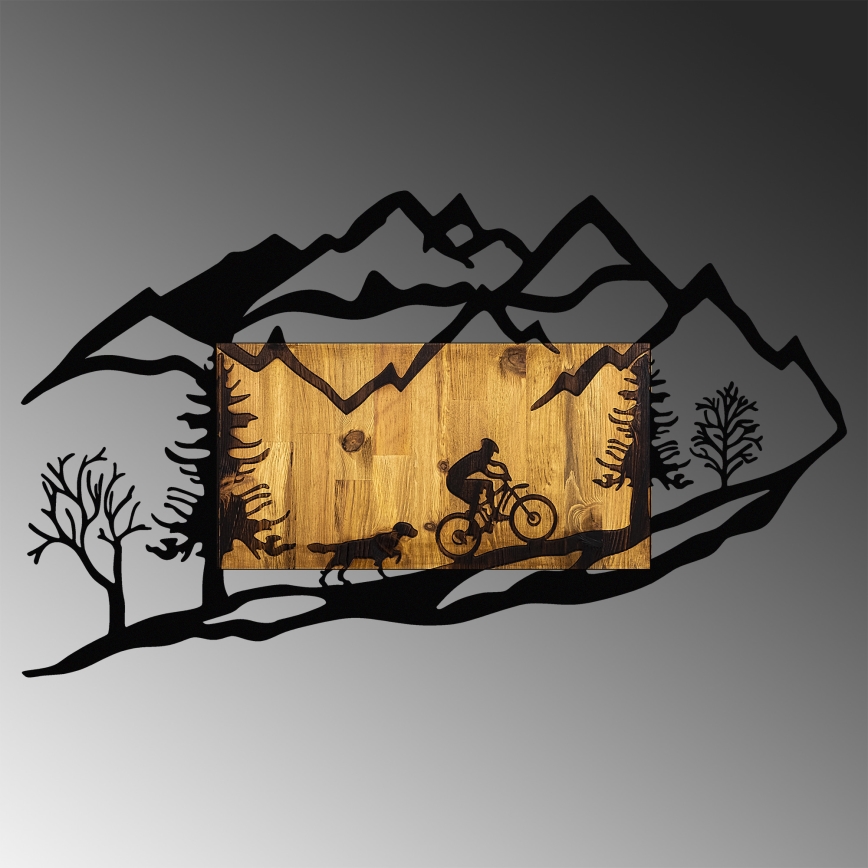 Wanddekoration 110x65 cm Motorradfahrt Holz/Metall
