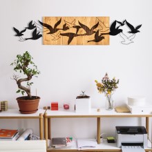 Wanddekoration 111x25 cm Vögel Holz/Metall