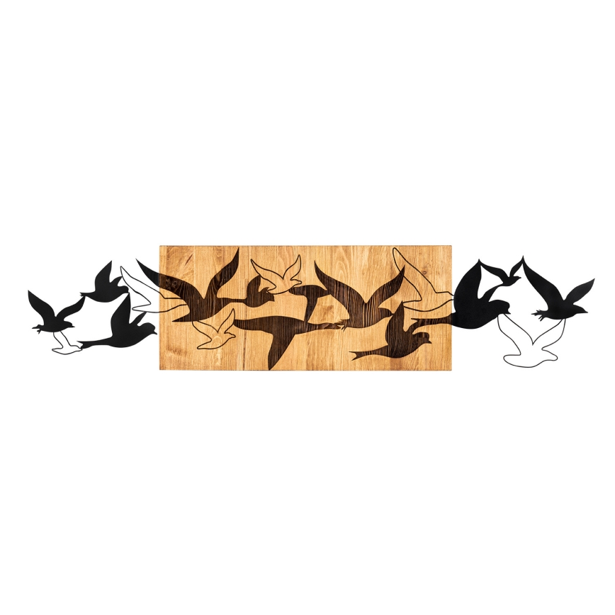 Wanddekoration 111x25 cm Vögel Holz/Metall