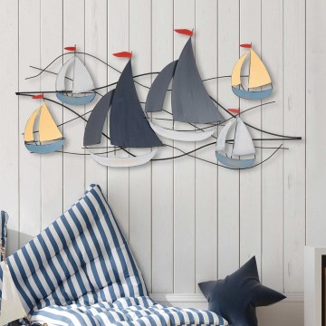 Wanddekoration 120x60 cm Segelboote Metall