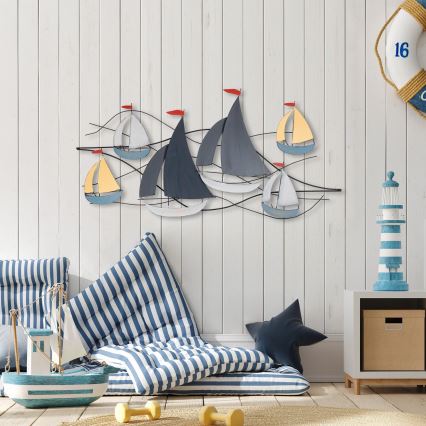 Wanddekoration 120x60 cm Segelboote Metall