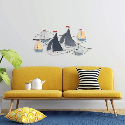 Wanddekoration 120x60 cm Segelboote Metall