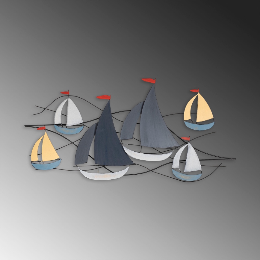 Wanddekoration 120x60 cm Segelboote Metall