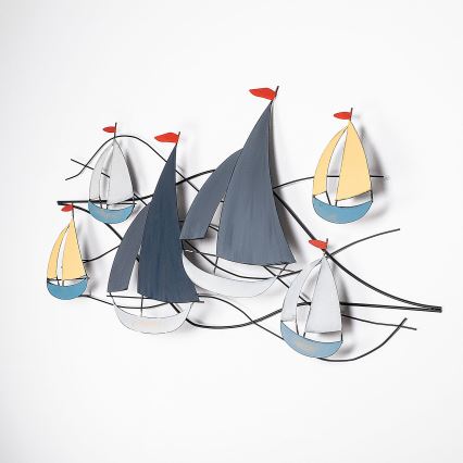 Wanddekoration 120x60 cm Segelboote Metall