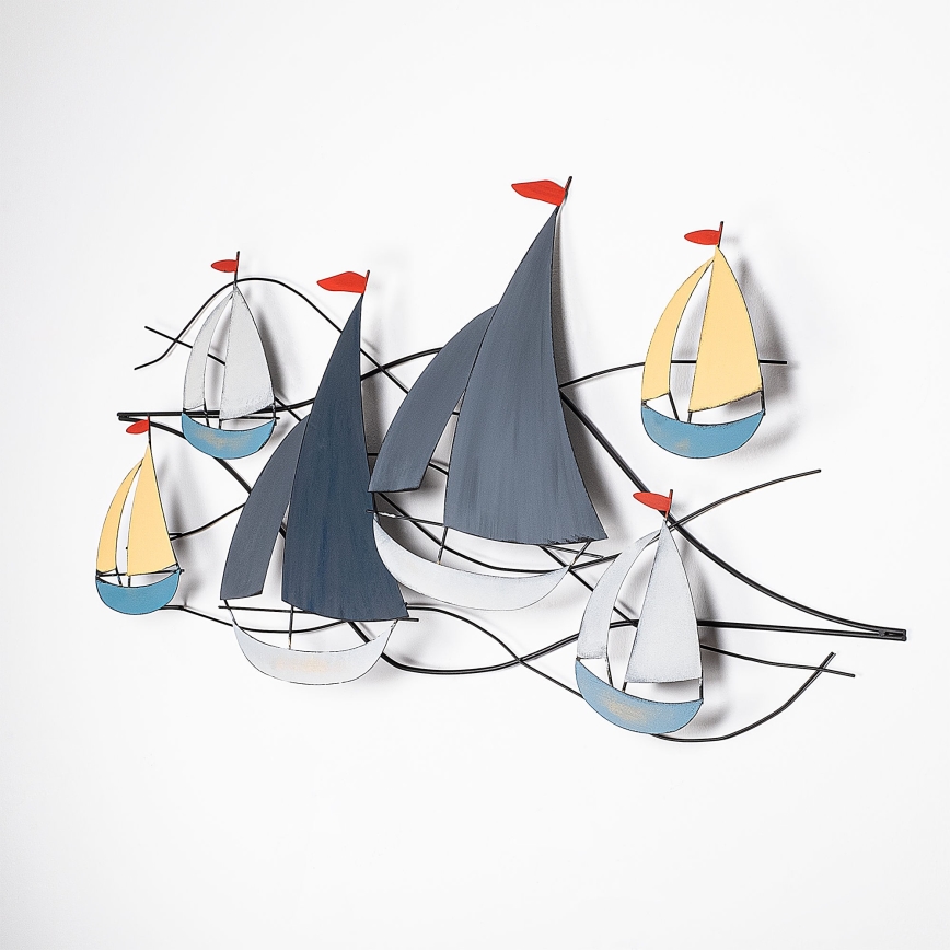 Wanddekoration 120x60 cm Segelboote Metall
