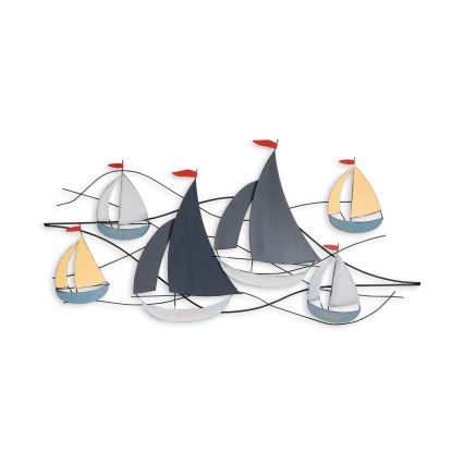 Wanddekoration 120x60 cm Segelboote Metall