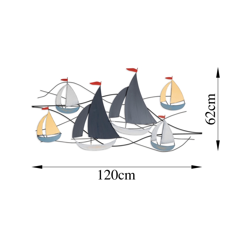 Wanddekoration 120x60 cm Segelboote Metall