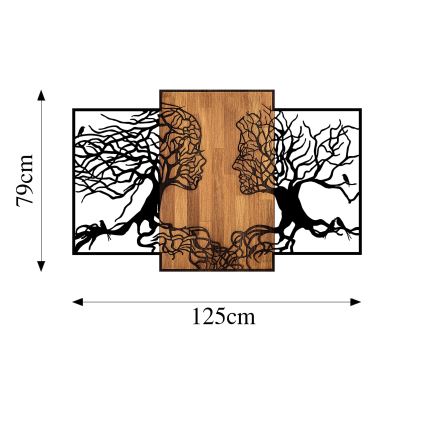 Wanddekoration 125x79 cm Bäume des Lebens Holz/Metall