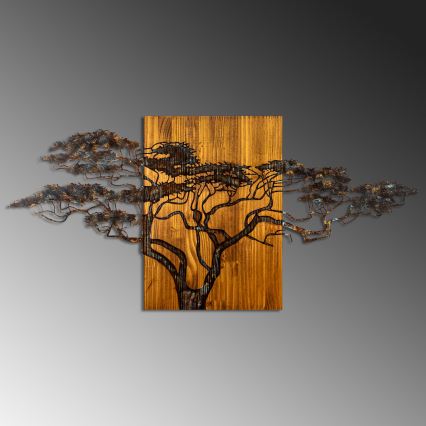 Wanddekoration 144x70 cm Baum Holz/Metall