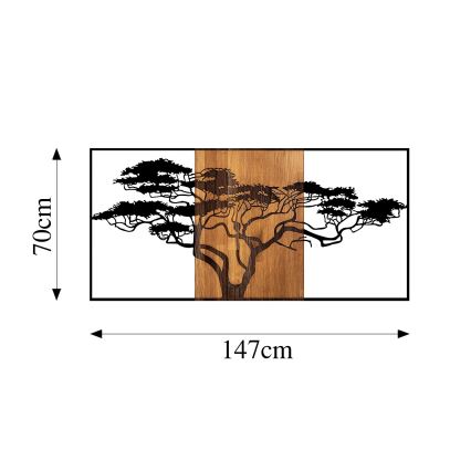 Wanddekoration 147x70 cm Baum Holz/Metall