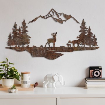 Wanddekoration 2 Stk. 70x38 cm Hirsch Metall/braun