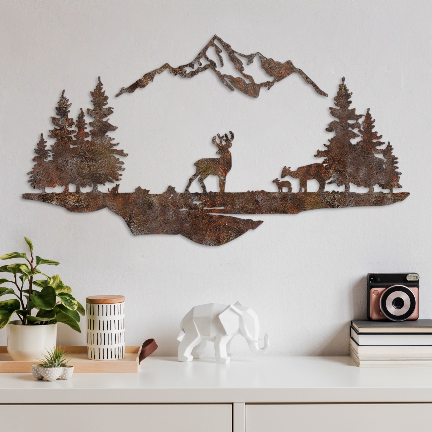 Wanddekoration 2 Stk. 70x38 cm Hirsch Metall/braun