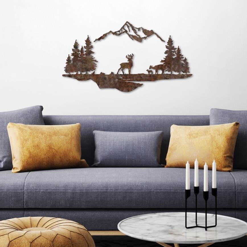 Wanddekoration 2 Stk. 70x38 cm Hirsch Metall/braun